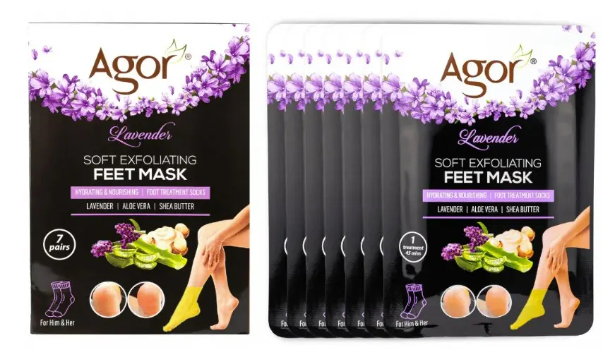 Agor Lavender Soft Exfoliating Feet Mask ( 7 Pairs)