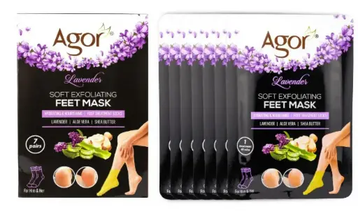 Agor Lavender Soft Exfoliating Feet Mask ( 7 Pairs)